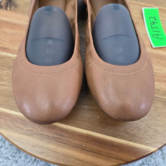 Tory Burch Brown Leather Casual Slip On Daily Lifestyle Ballet Flat Womens 8.5 M - Picture 6 of 14